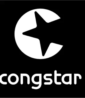 Congstar Logo mit Sternsymbol im Kreis auf schwarzem Hintergrund