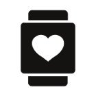 Smartwatch Icon mit Herzsymbol für Fitness, Gesundheit und Pulsüberwachung.